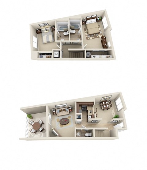 Floor plan for 2 beds, 2 baths, 1100 sqft